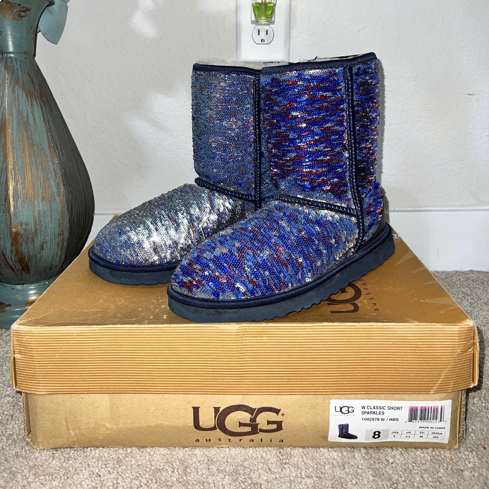 UGG CLASSIC SHORT SEQUIN BOOTS